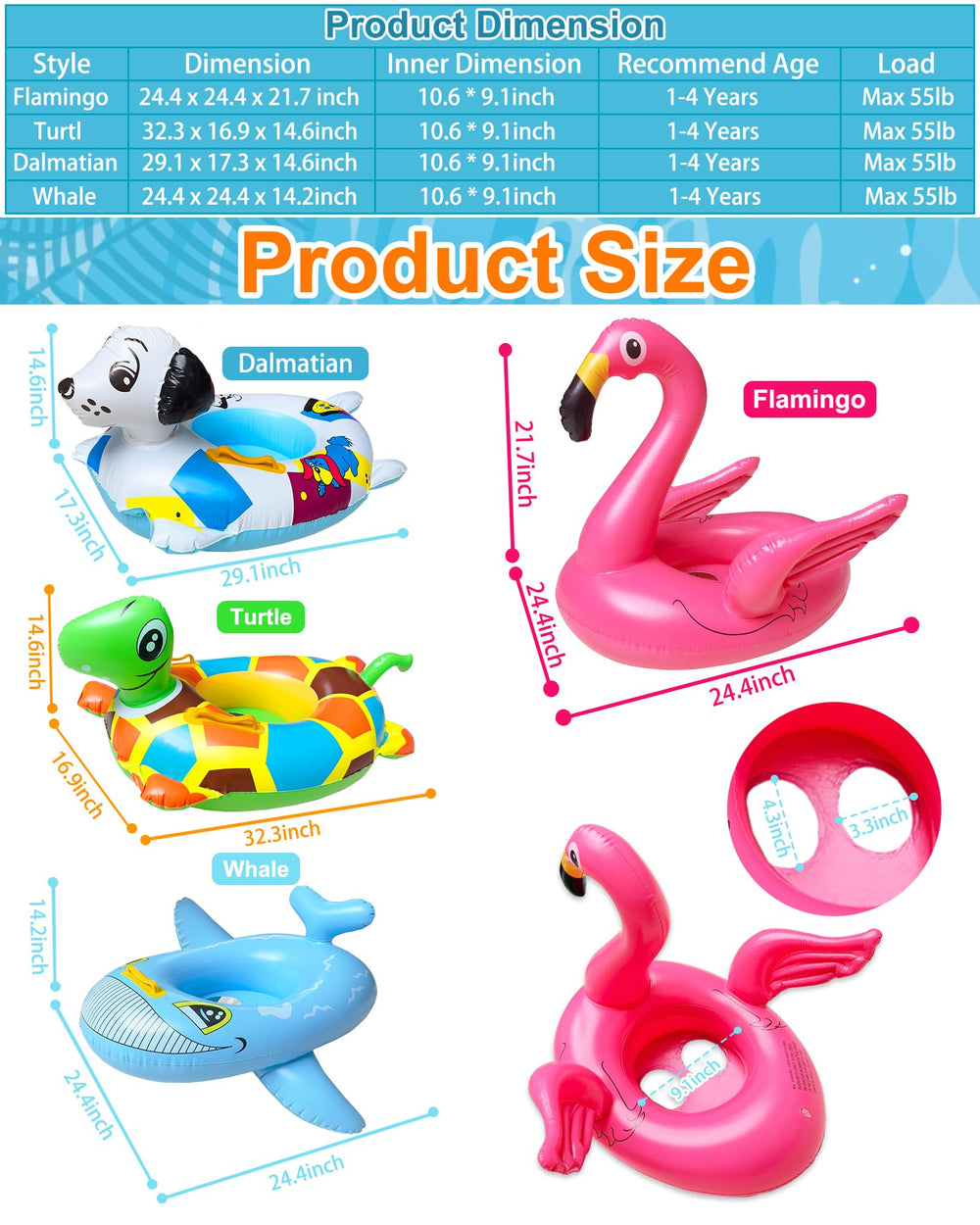iGeeKid turtle pool float with vivid color enhances playful pool time
