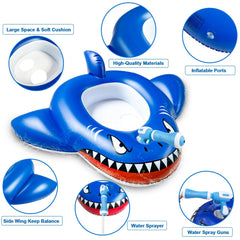 iGeeKid water guns mounted on shark float for interactive water play