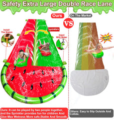 iGeeKid watermelon lawn water slide assembly show easy setup for backyard play.