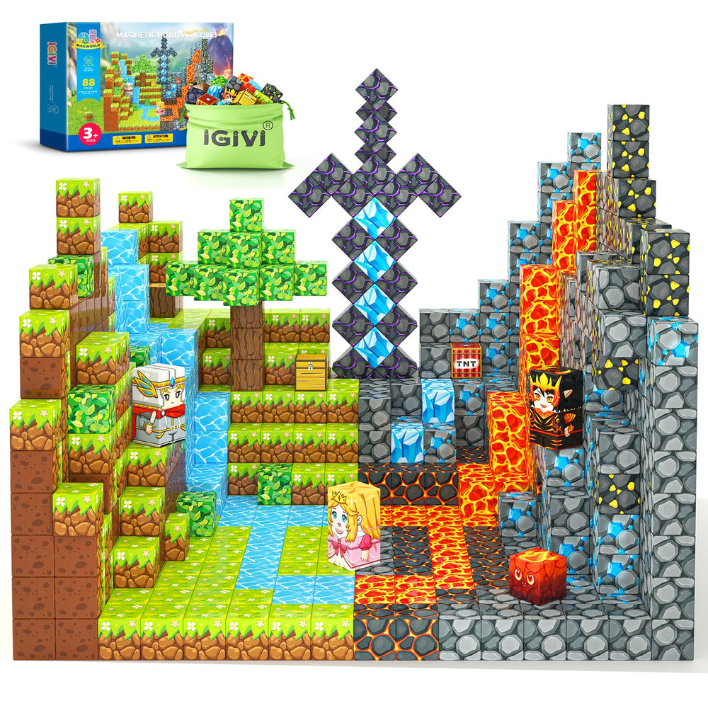 IGIVI Magnetic Blocks Lava Valley cover, inspiring creative exploration for kids