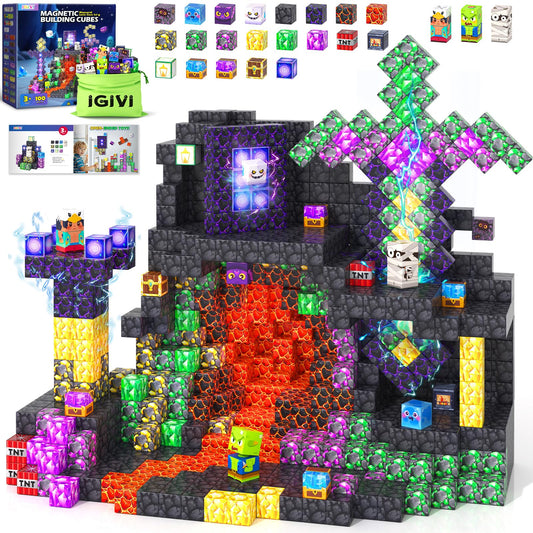 IGIVI magnetic blocks Build Mine World assembly scene enhances imagination and fine motor skills