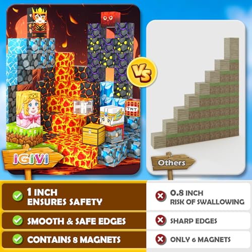 IGIVI 1-inch cubes shown in a build scene, promoting sturdy construction
