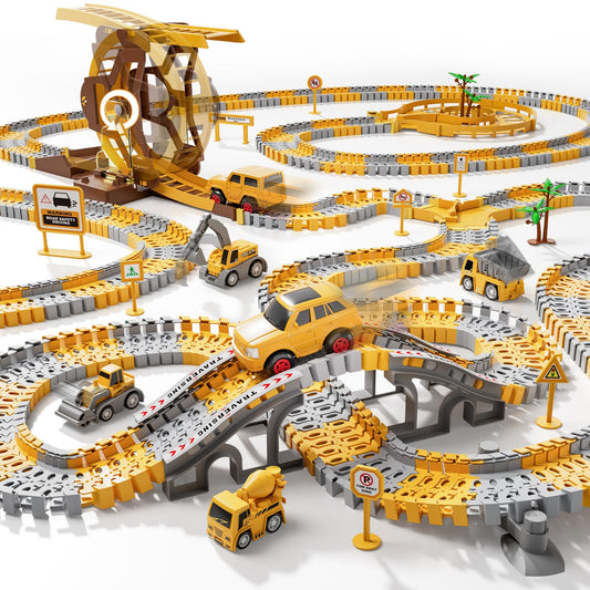 iHaHa 299 PCS construction race track with a bridge for imaginative play.