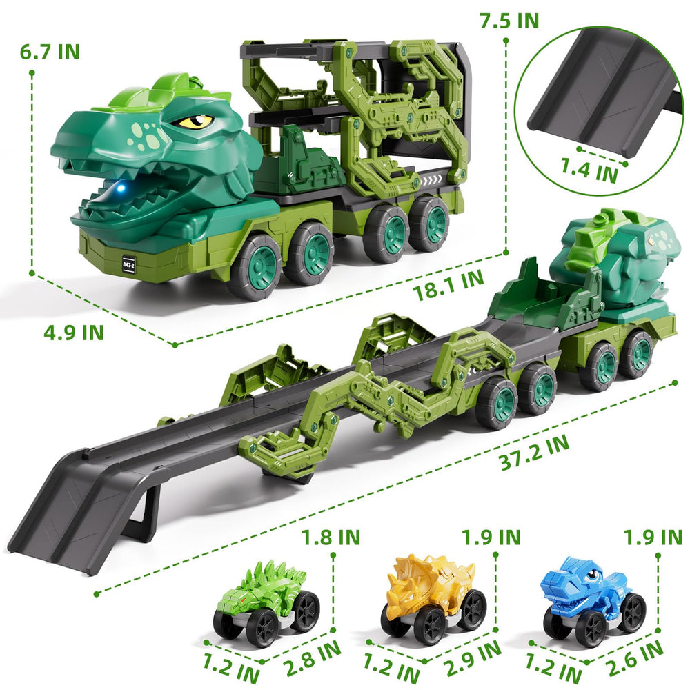 IHaha foldable dinosaur carrier truck with double track enables exciting racing.