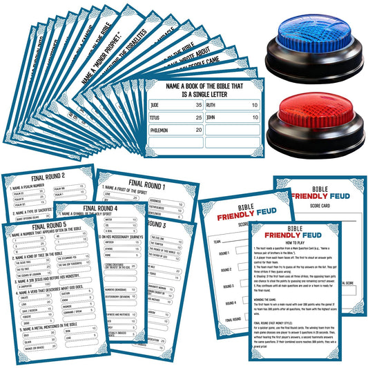 IIDEA Bible Feud buzzer glows during gameplay, adding authentic show-style excitement.