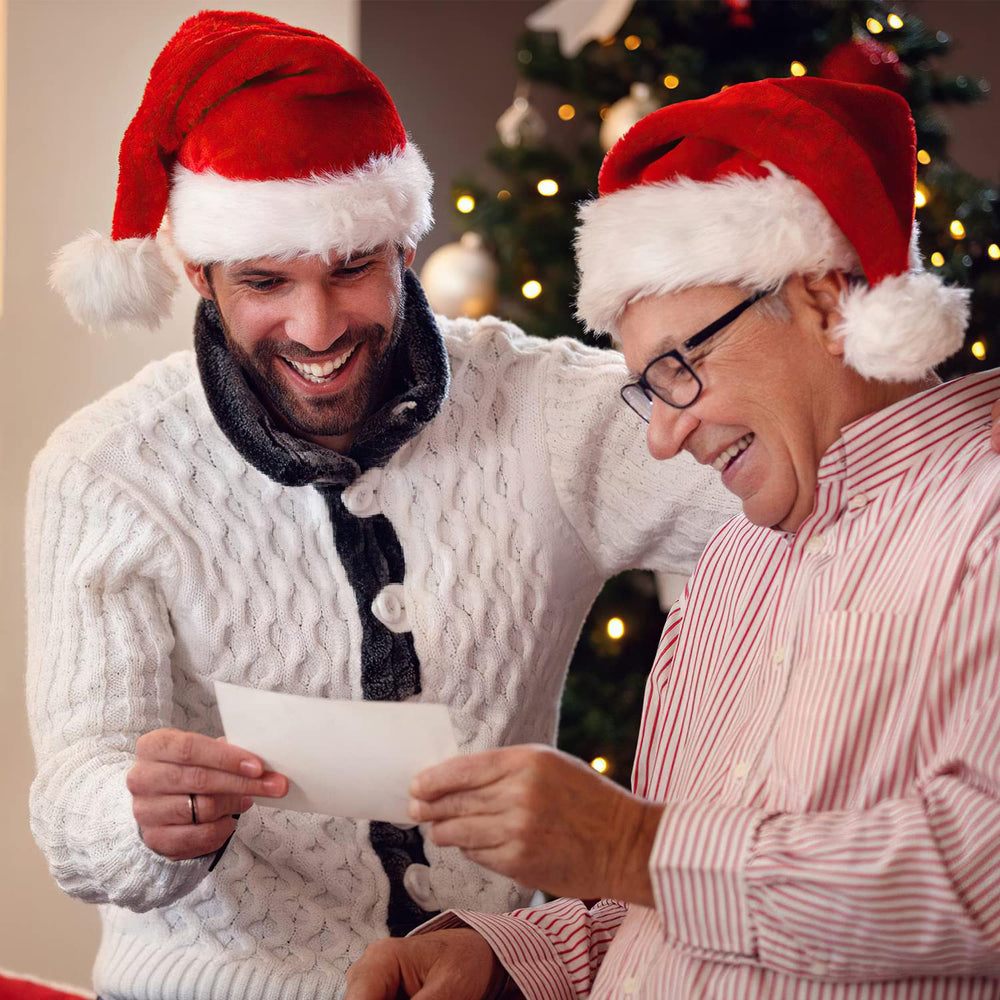 Iioscre Santa hat for adults, fashion-friendly accessory for parties.