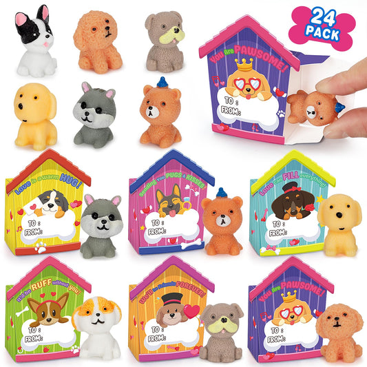 IJIGU dog house Valentine card flat with 3D reveal for classroom gifts