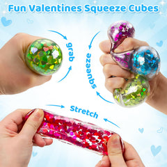IJIGU blue glitter ball with Valentines cards for gift exchanges.