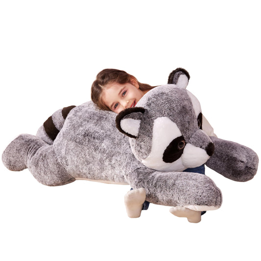 IKASA giant raccoon plush 30-inch, perfect cuddle companion for kids.