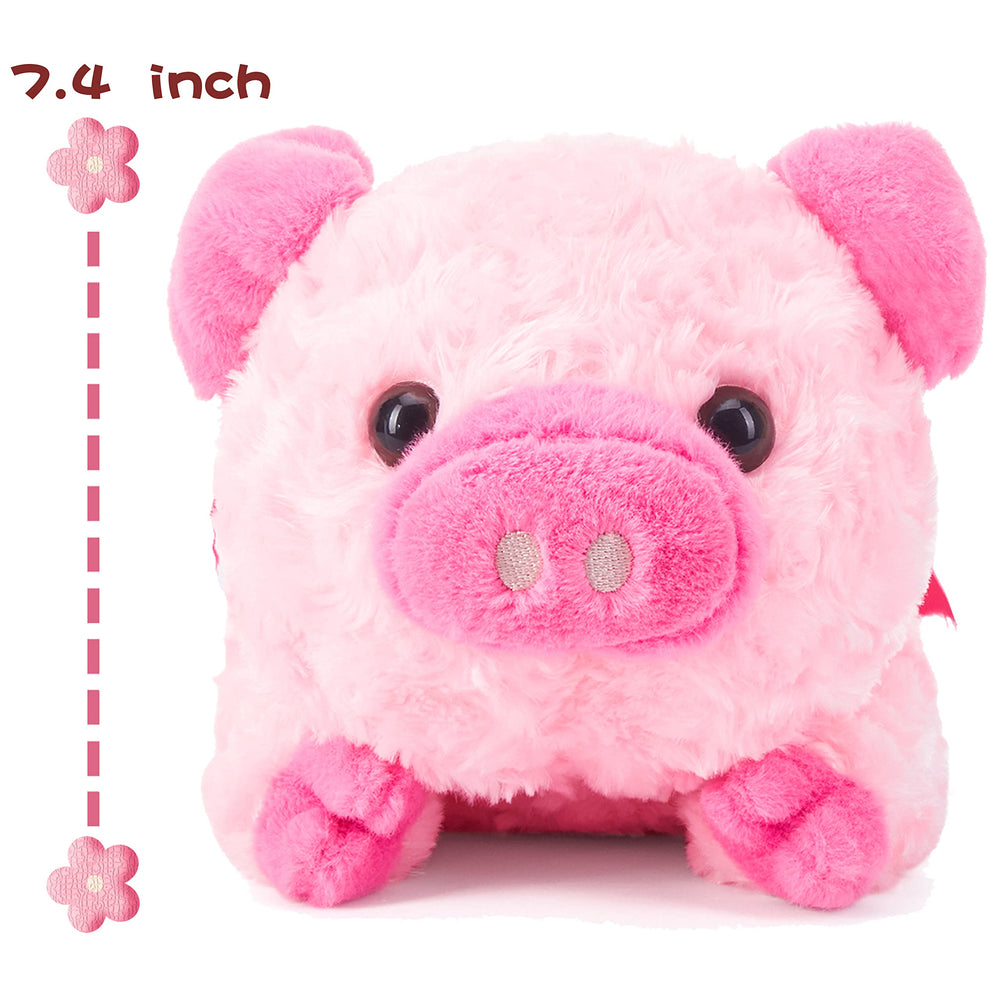 IKASA stuffed pig with bow, durable and soft for hugs