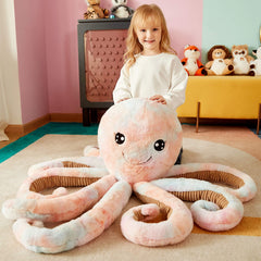 IKASA soft octopus plush close-up shows plush texture and friendly eyes.