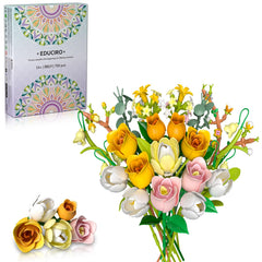 iLacven Tulip Rose Bouquet Building Set for lasting home decor.