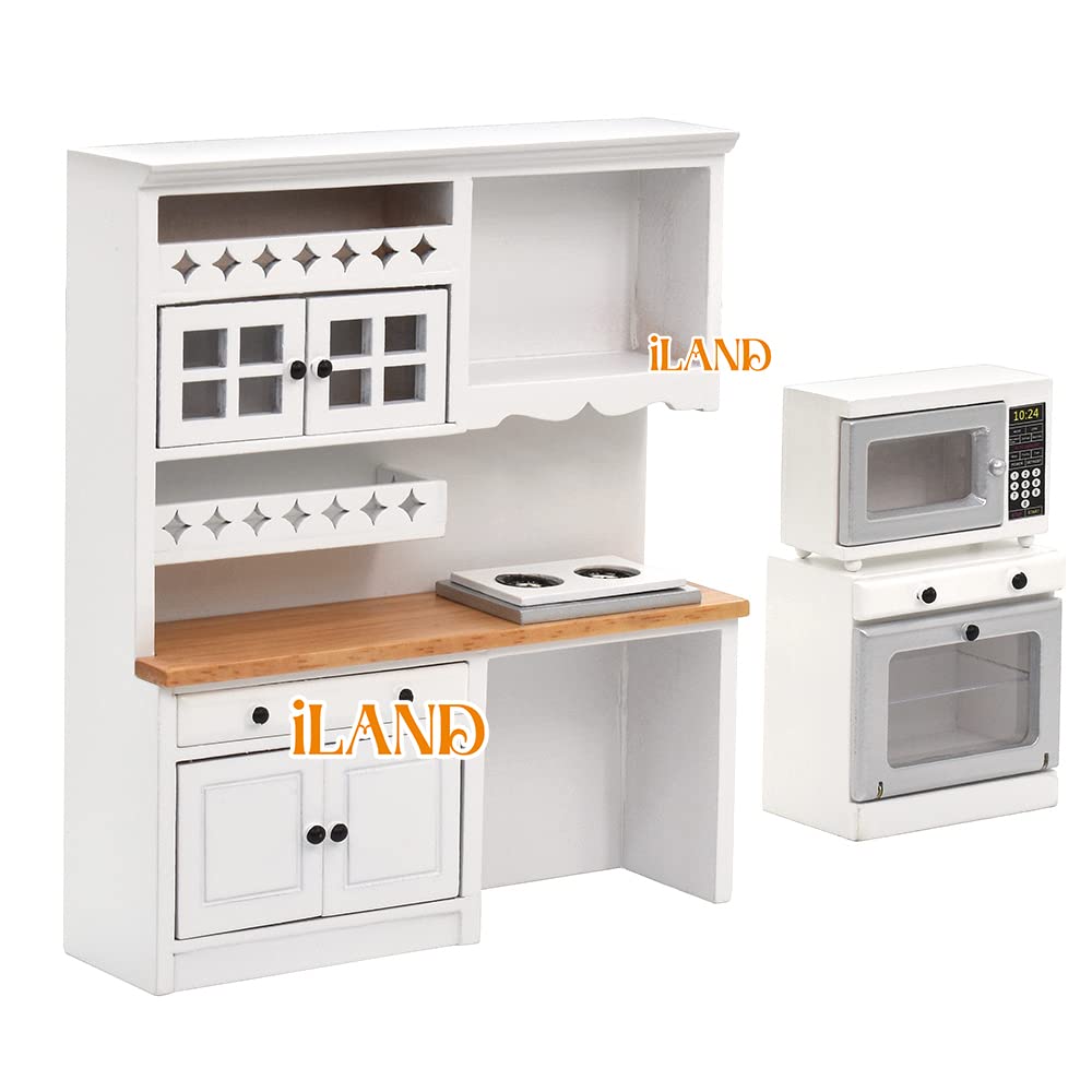 iLAND dollhouse kitchen scene shows a ready-to-play miniature setup