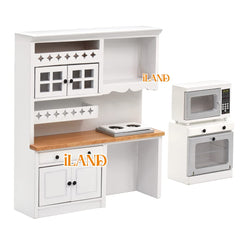 iLAND dollhouse kitchen scene shows a ready-to-play miniature setup