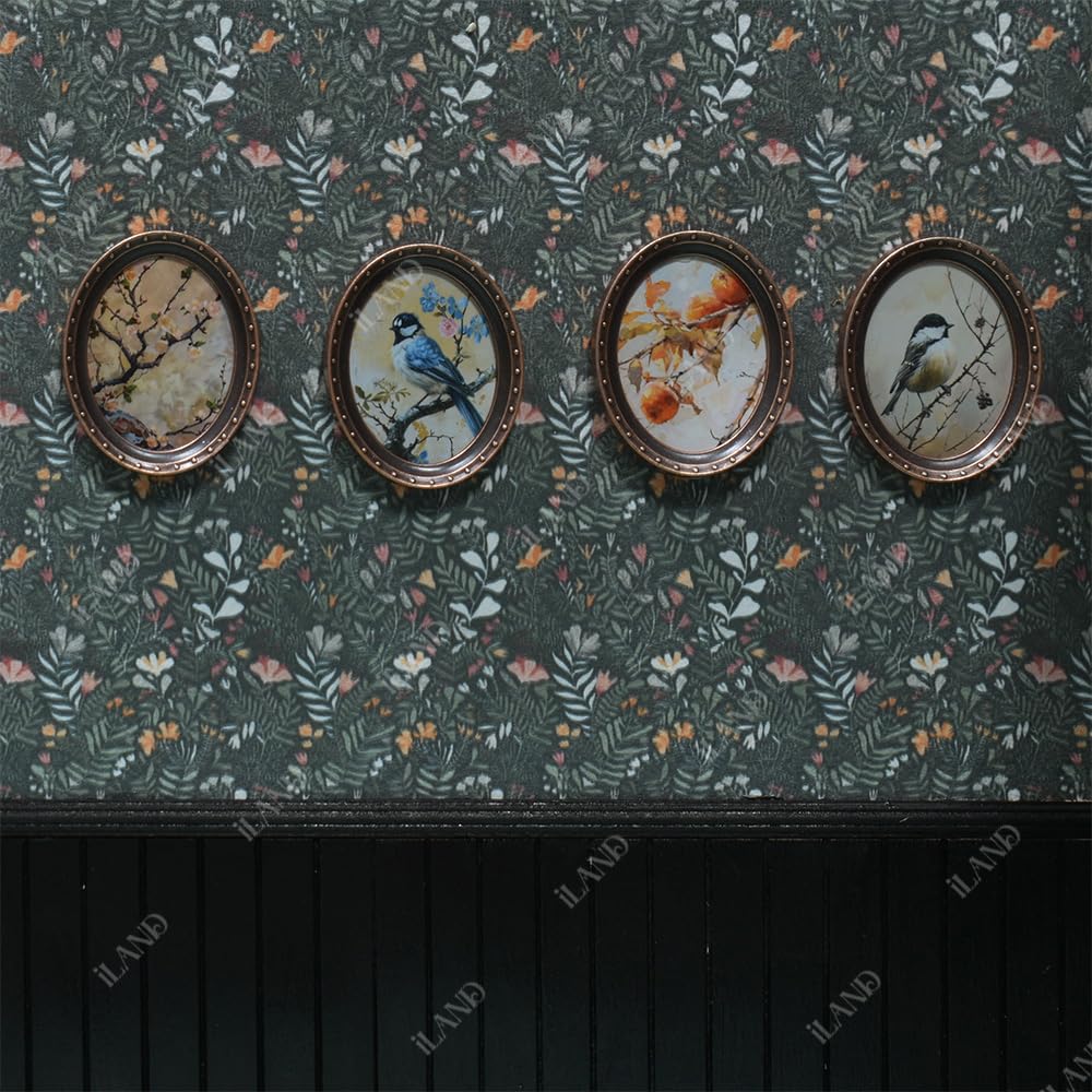 iland dollhouse frames with silver stickers enable quick, secure attachment to miniature walls.