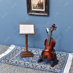 iland dollhouse rug vintage weave detail shows colorful rayon threads for realism.