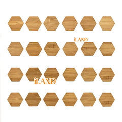 Iland hexagonal bamboo tiles for playful dollhouse patterns.