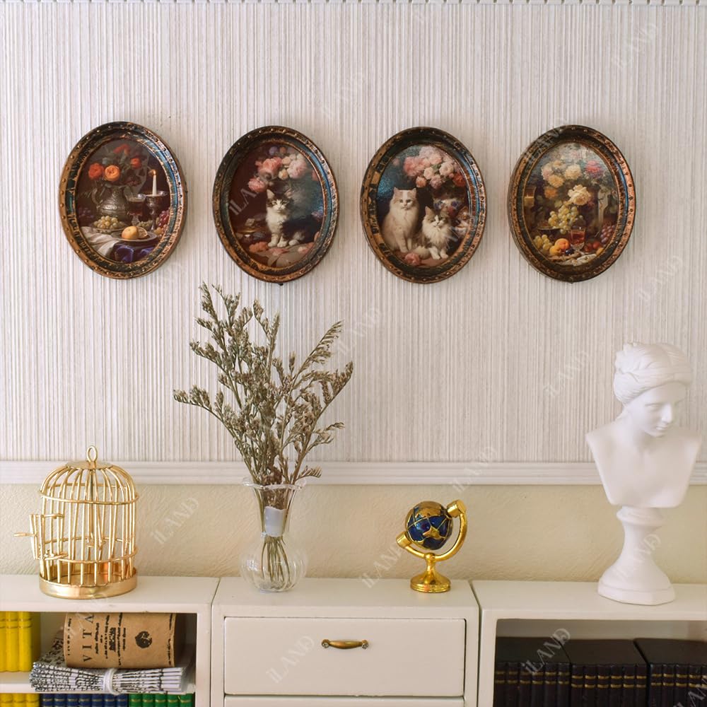 iland dollhouse artwork Roses and Siamese Cat creates a playful focal point.