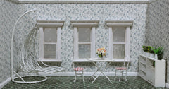 iLAND Blue Rose design complements 1:6 furniture for cohesive mini rooms.