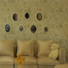 iland white tiny frame art adds elegant mini decor for dollhouses.