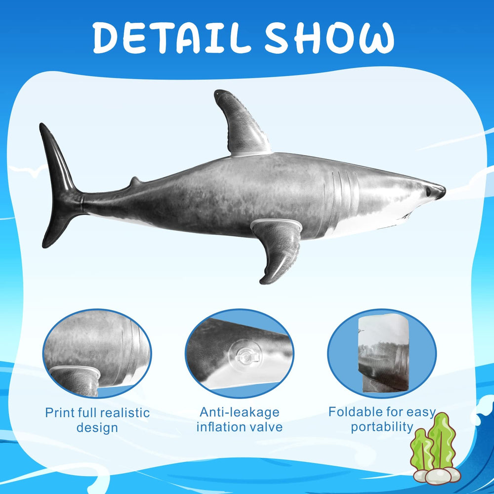 ILEISURELY 25 inch inflatable shark on display, sturdy and ready for pool play