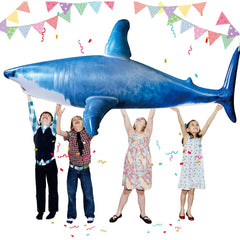 ILEISURELY extra large shark pool toy front view for bold pool party visuals.