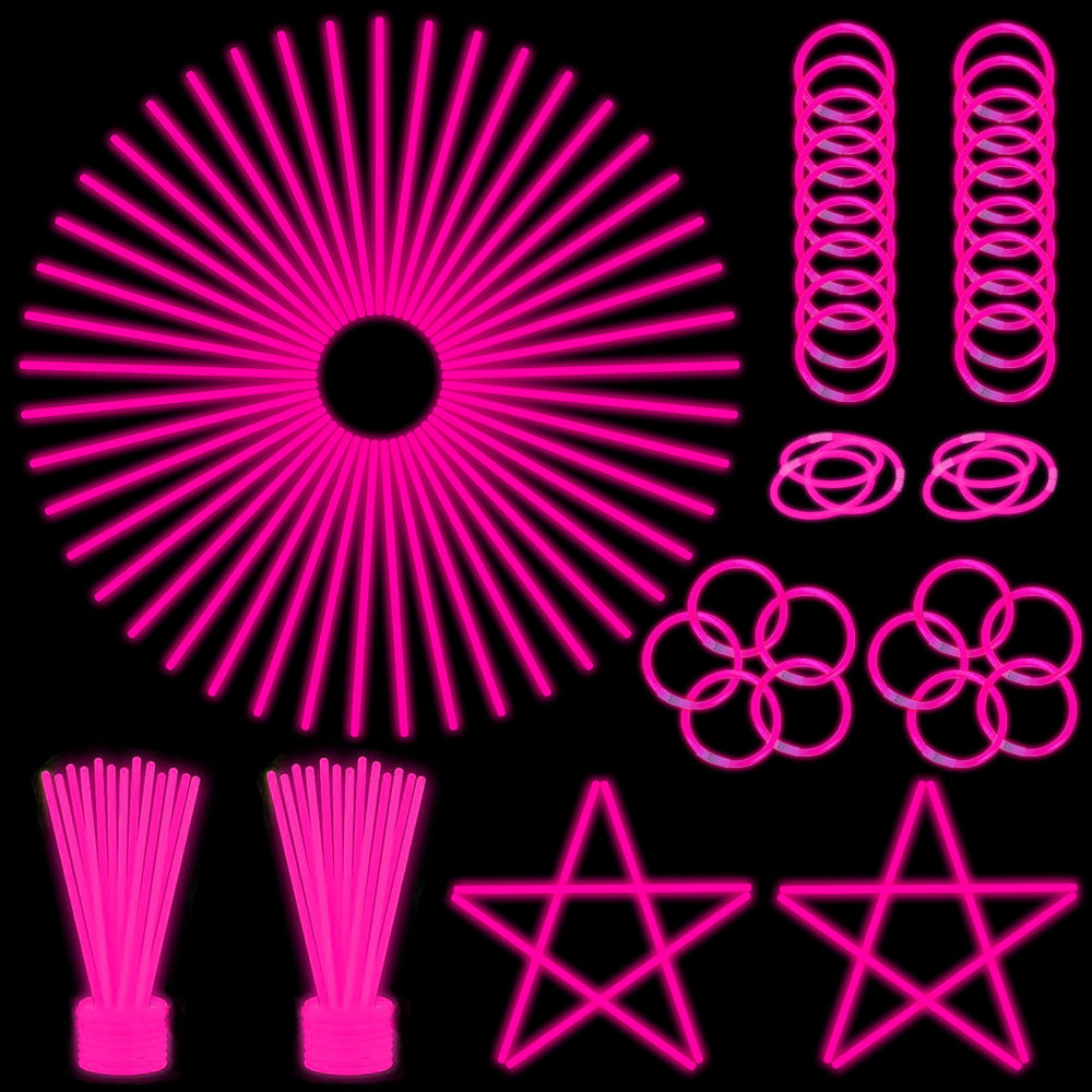 ILHSTY 8inch pink glow sticks bundle for bright night visibility at parties.