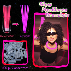 ILHSTY pink glow-necklaces assembly for easy wearable glow jewelry at events.