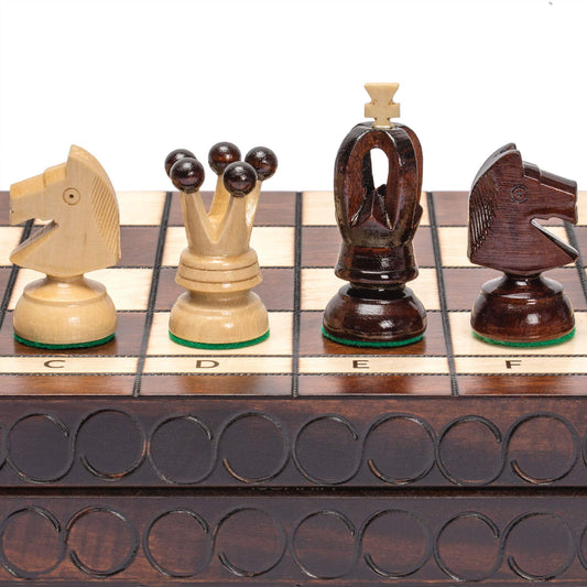 Husaria European International Chess Set β 18-Inch Folding Board and Handcrafted Sycamore Pieces
