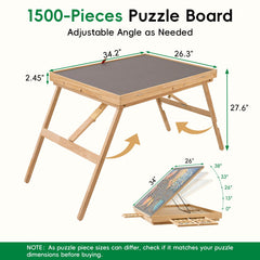 TEAKMAMA Puzzle Table with drawer storage for sorted pieces.
