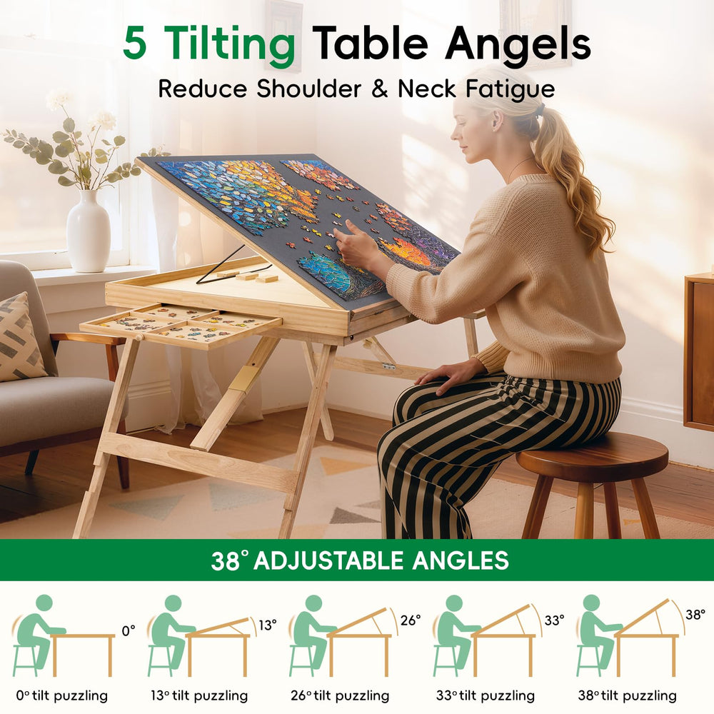 TEAKMAMA Wooden-frame puzzle table designed for daily use.