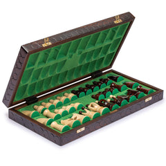 Husaria European International Chess Set — 18-Inch Folding Board and Handcrafted Sycamore Pieces