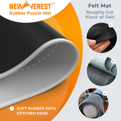 The Original Newverest Jigsaw Puzzle Mat Roll Up, Silver, 46” x 26” Portable Keeper Up to 1500 Pieces with Non-Slip Rubber Bottom & Smooth Top + 3 Puzzle Sorting Trays & Travel-Friendly Storage Bag