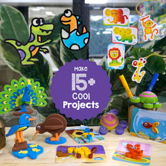 Imagimake arts and stickers with air-dry clay for tactile fun