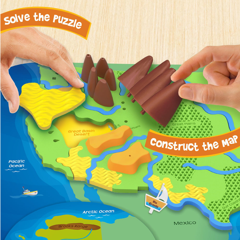Imagimake Mapology USA Puzzle river pieces help kids trace waterways and learn mapping.