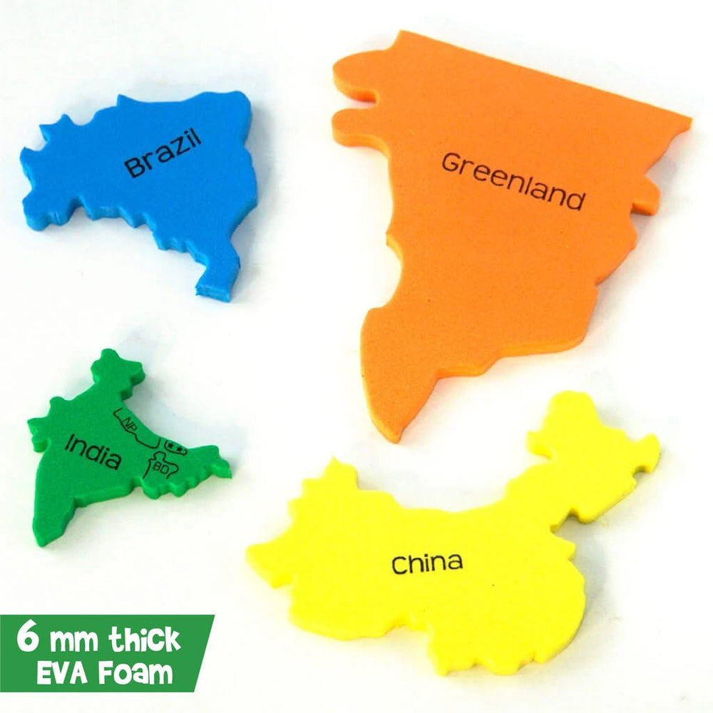 Imagimake Mapology World Map Puzzle uses 6 mm EVA foam for safe, durable play.