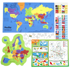 Imagimake Mapology World Map Puzzle flags focus on flag recognition during assembly.
