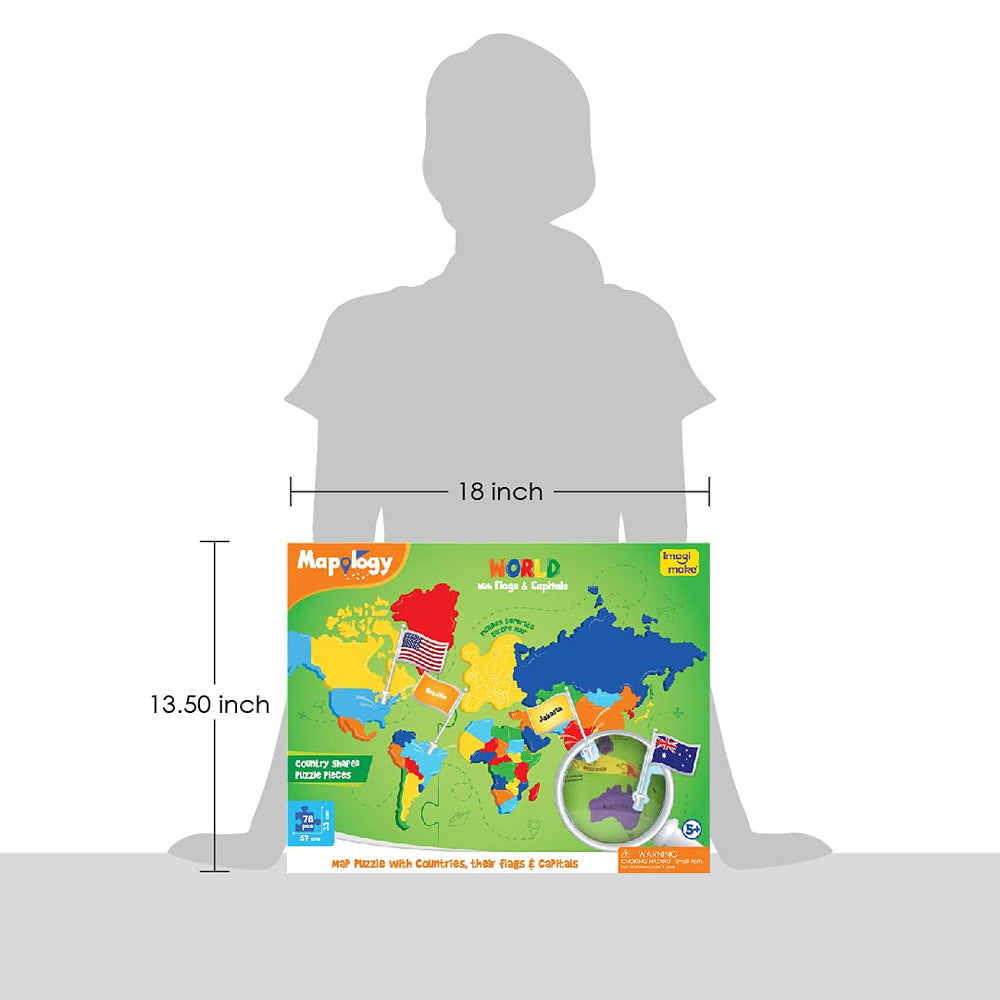 Imagimake Mapology World Map Puzzle foam material ensures safe lightweight play.