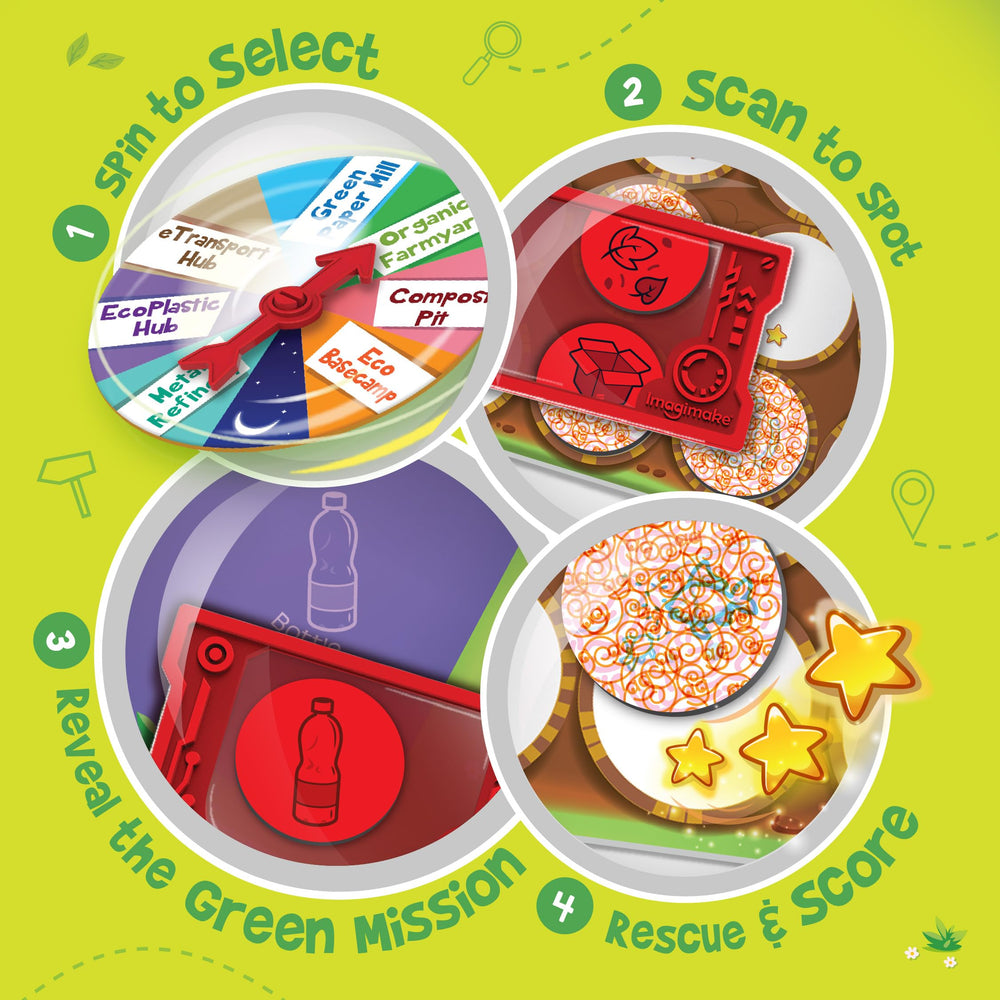 Imagimake Rescue Quest discovery lens reveals hidden green tasks for learning