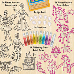 Imagimake glass-paint-tubes provide bright, glittery colors for unicorns and princess suncatchers