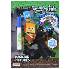 Imagine Ink Minecraft Coloring Book page reveals hidden images for mess-free, screen-free fun.