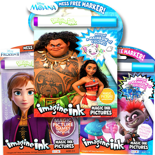 Imagine Ink Moana coloring book cover with magic ink for mess-free art
