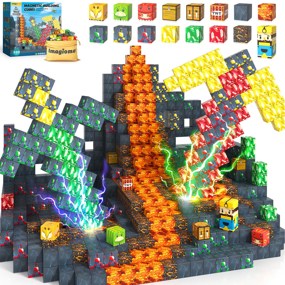 Imagiomo 100pcs magnetic blocks pack sparks imaginative play and creative building.
