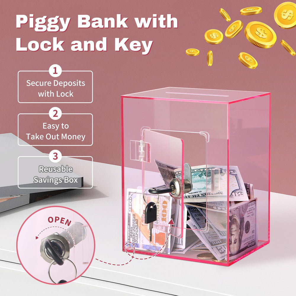 Imeepa premium acrylic piggy bank with rectangular design for durability
