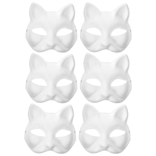 IMIKEYA cat mask white half-face for DIY painting and cosplay at parties
