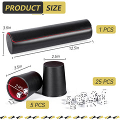 ImnBest leather dice cups 5-pack neatly arranged, ready for convenient party game setup and transport.