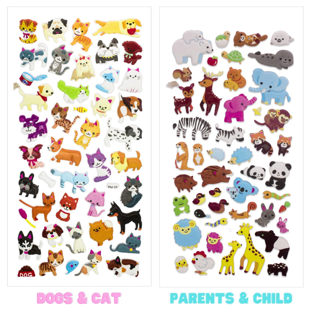 IMNEXT2U 3D Puffy Stickers Elephant Giraffe—vivid color for imaginative play