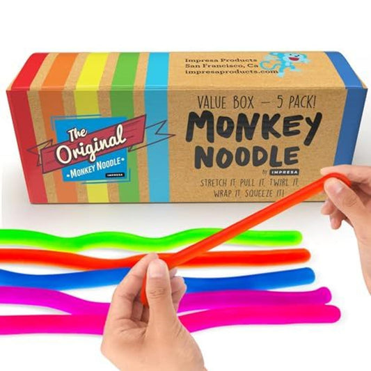 IMPRESA Monkey Noodles packaging showcases vibrant colors for playful focus.