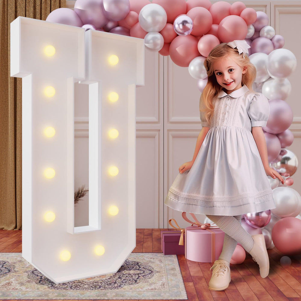 imprsv 4ft marquee letter U glows for vibrant birthday decor and photo-worthy moments