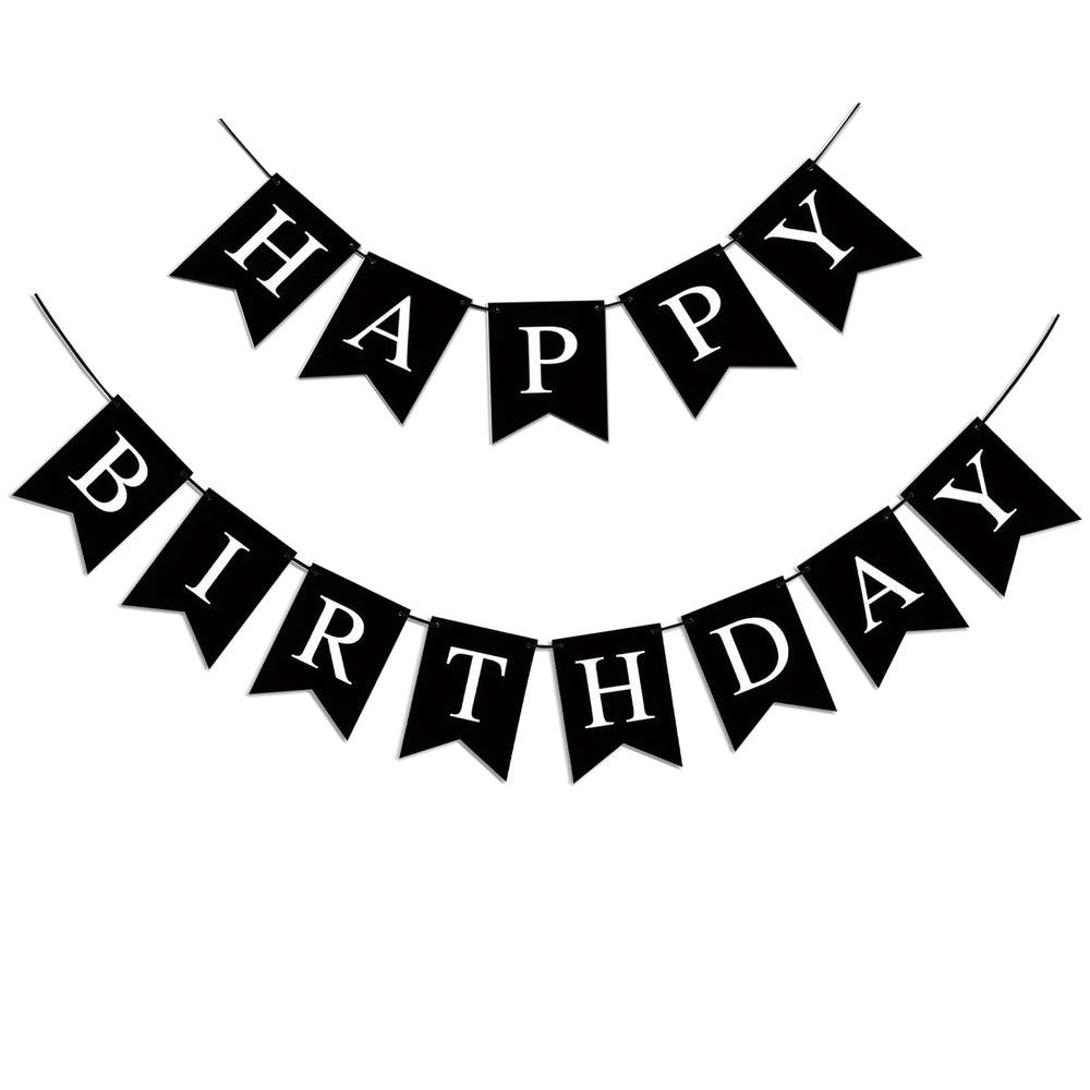 Imtively black Happy Birthday banner display for chic party decor